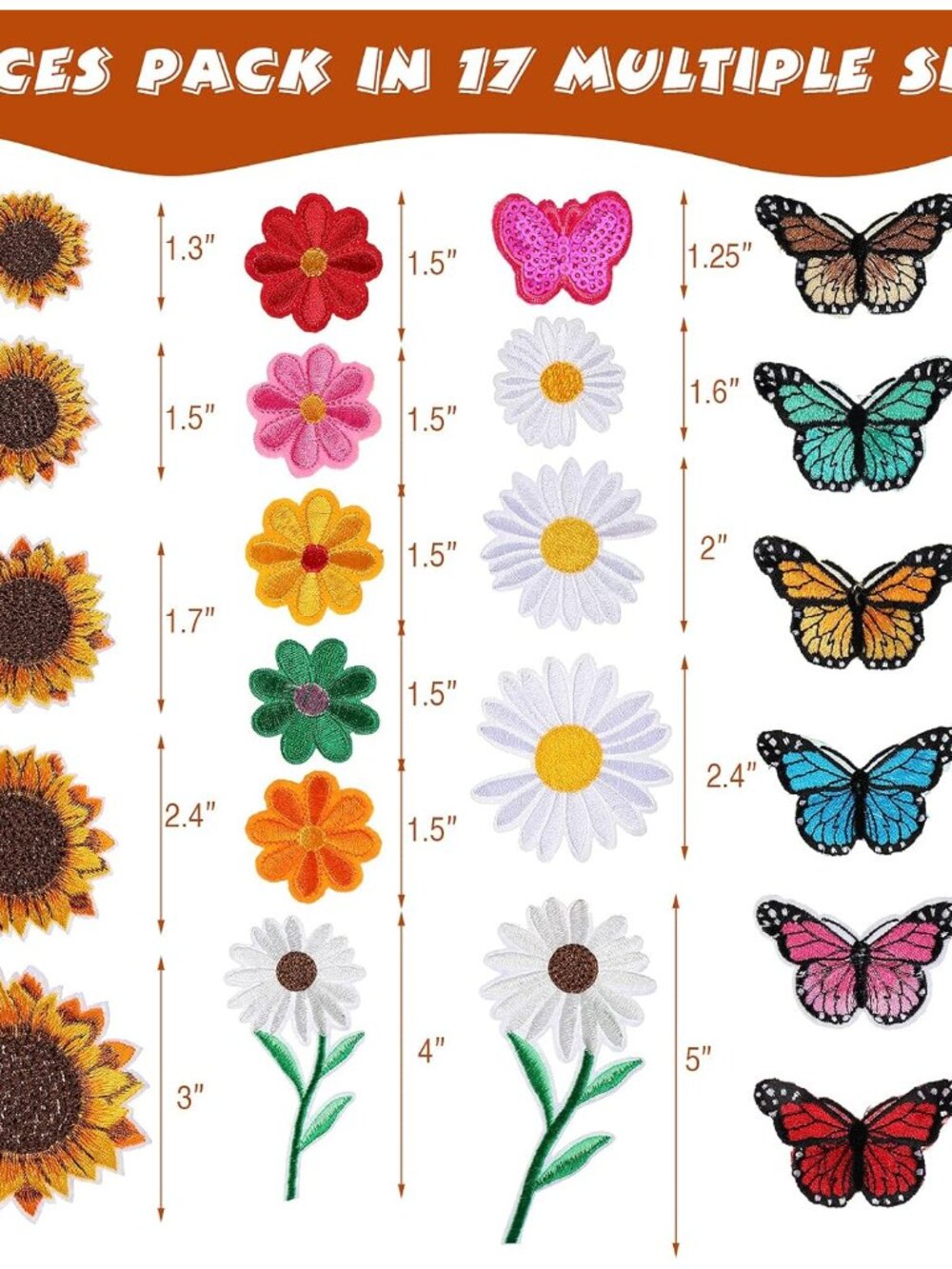 36 Pieces Flower Iron On Embroidered Patches Sunflower Cute Sew On Applique Patc - Picture 3 of 6